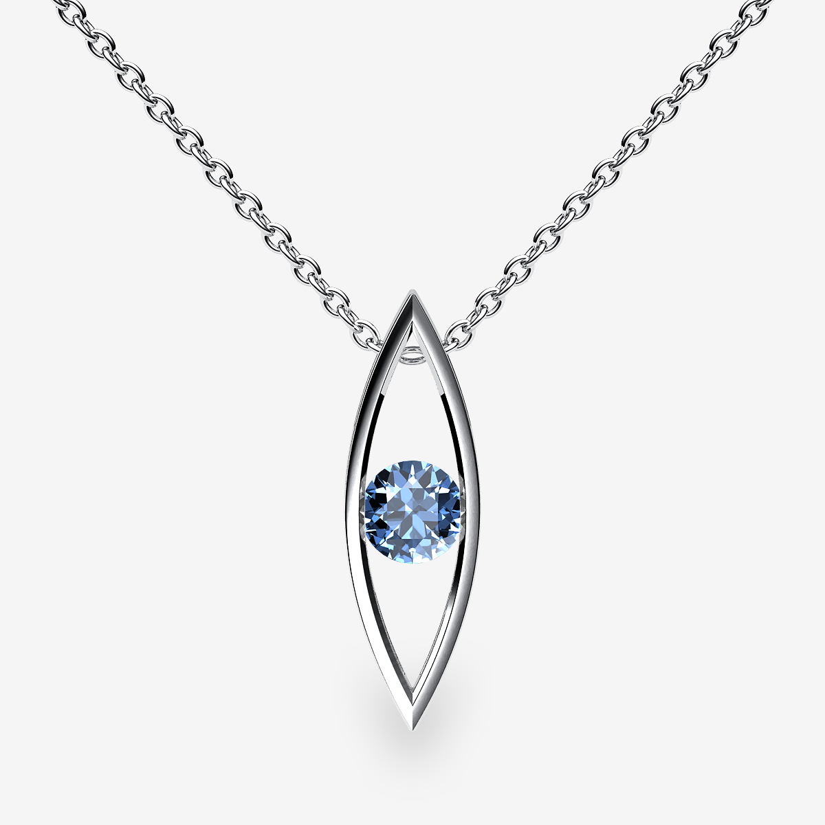 18k Palladium White Gold Aquamarine channel set pendant