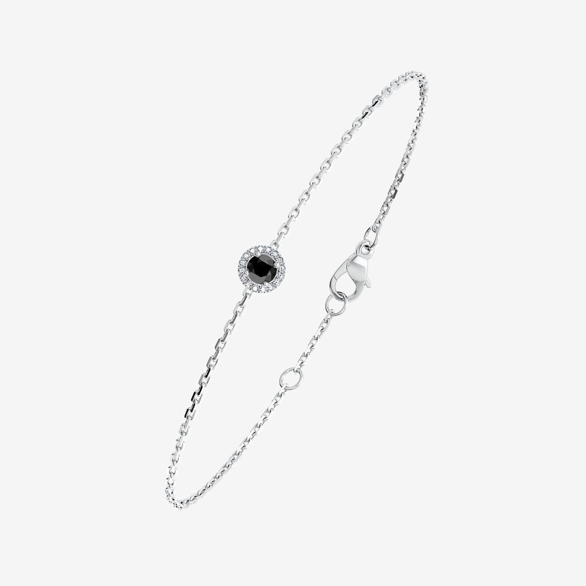 18k Palladium White Gold Black Diamond halo bracelet