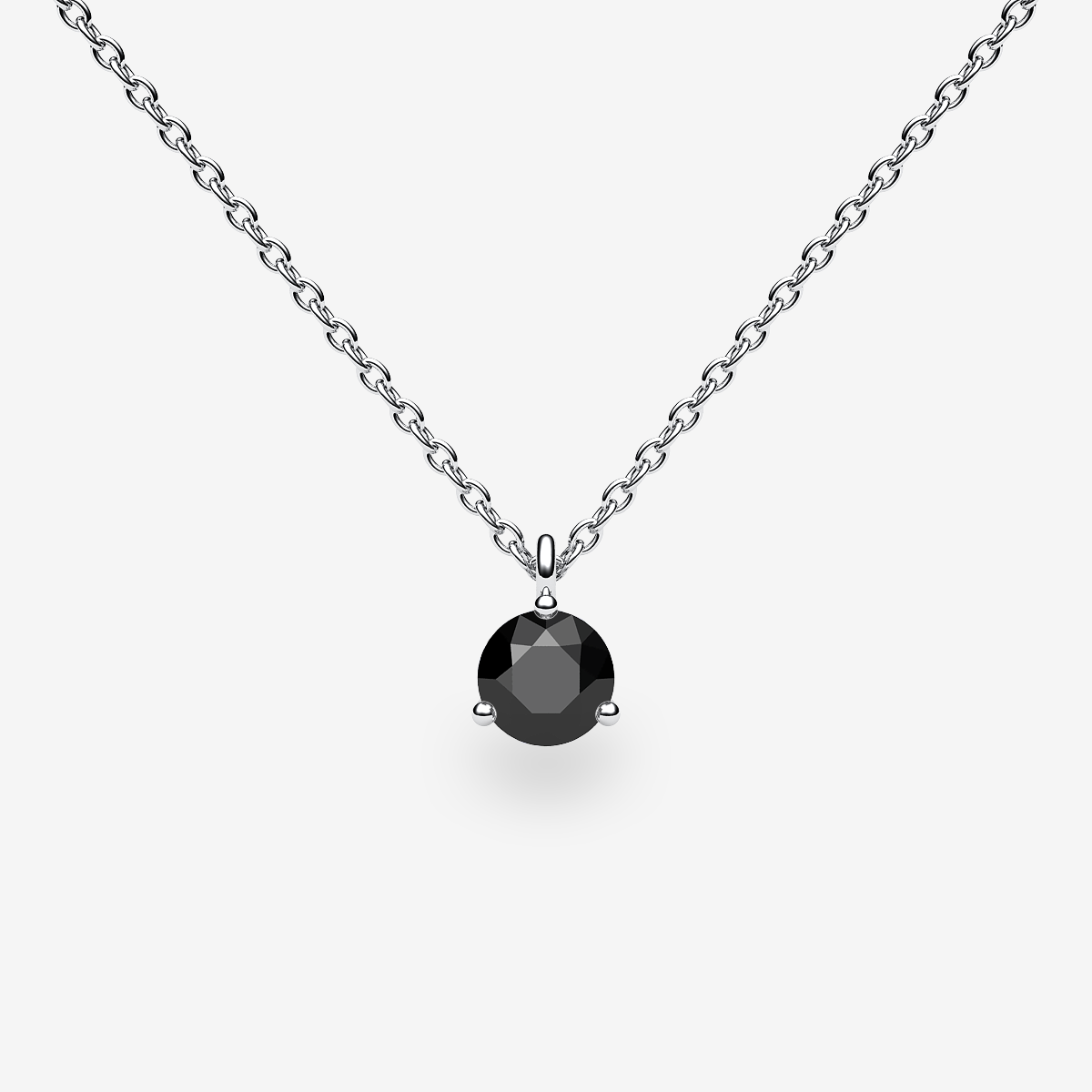 18k Palladium White Gold Black Diamond prongs set pendant