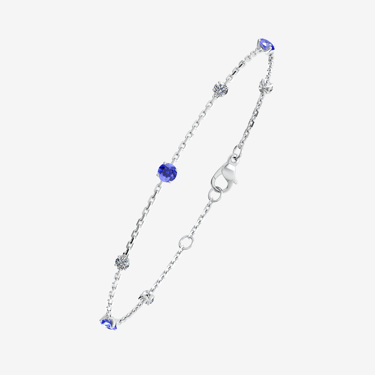18k Palladium White Gold Blue Sapphires bracelet