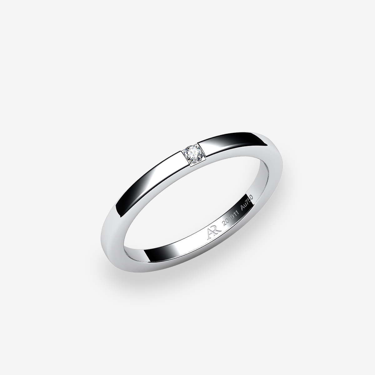 18k Palladium White Gold Diamond bar set wedding ring