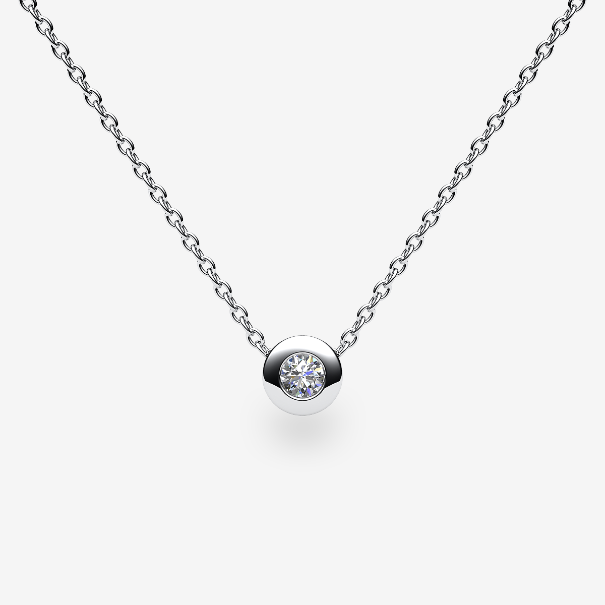 18k Palladium White Gold Diamond bezel set pendant