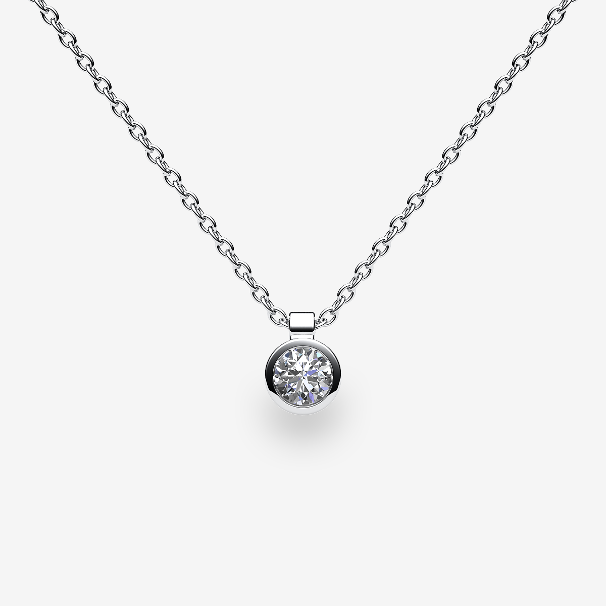 18k Palladium White Gold Diamond bezel set pendant