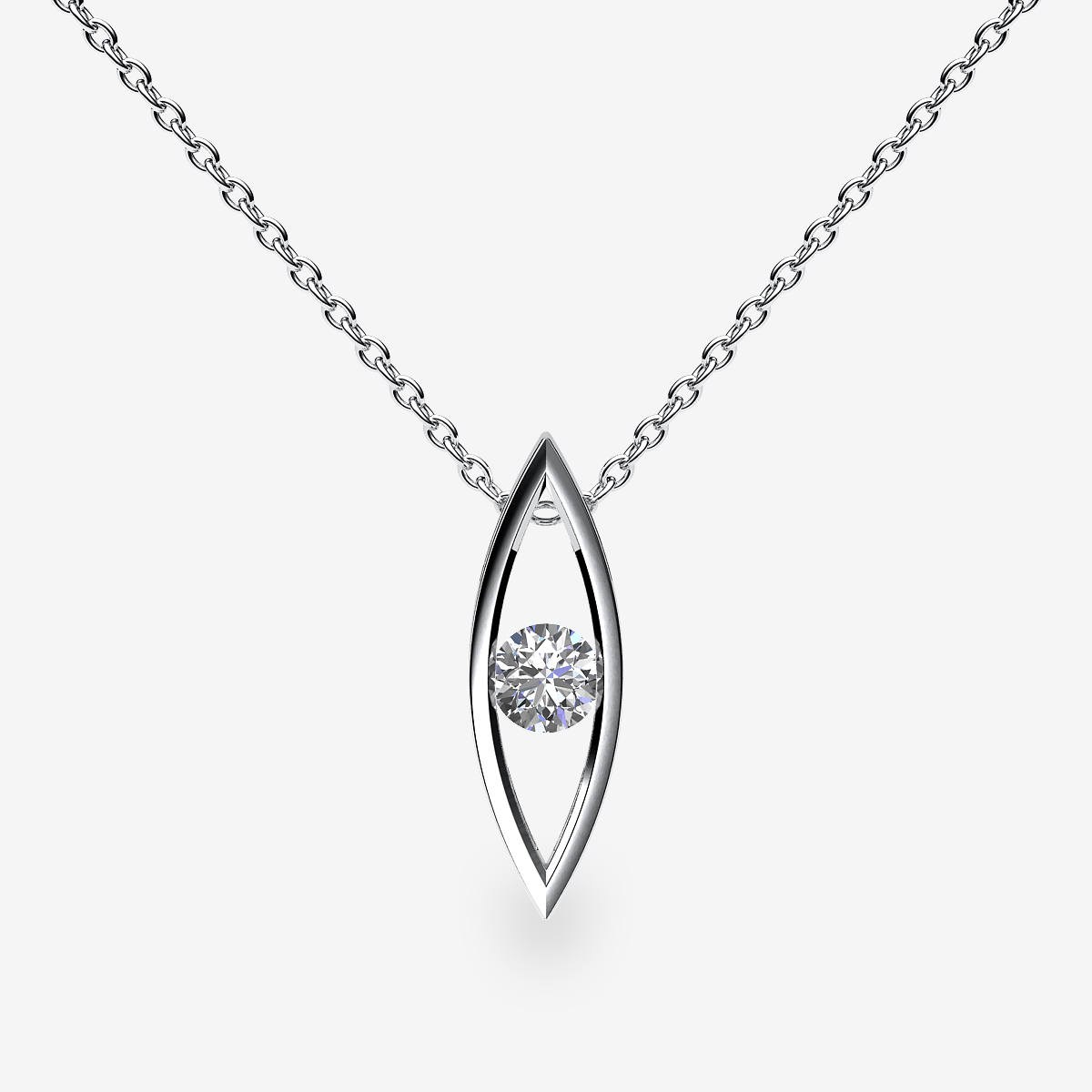 18k Palladium White Gold Diamond channel set pendant