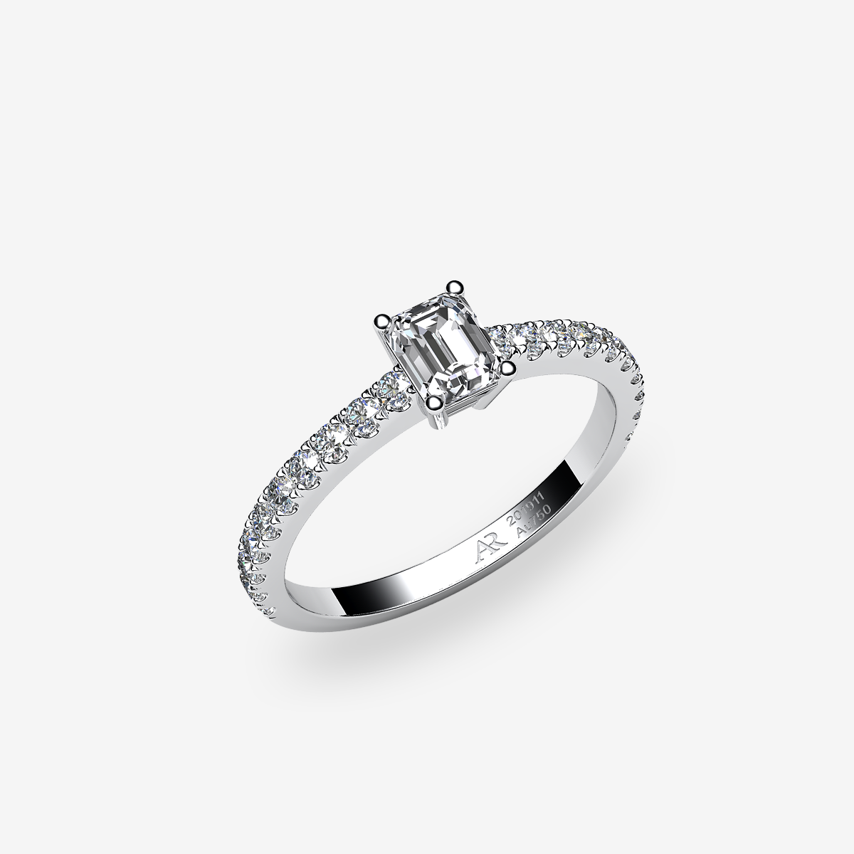 18k Palladium White Gold Diamond solitaire ring