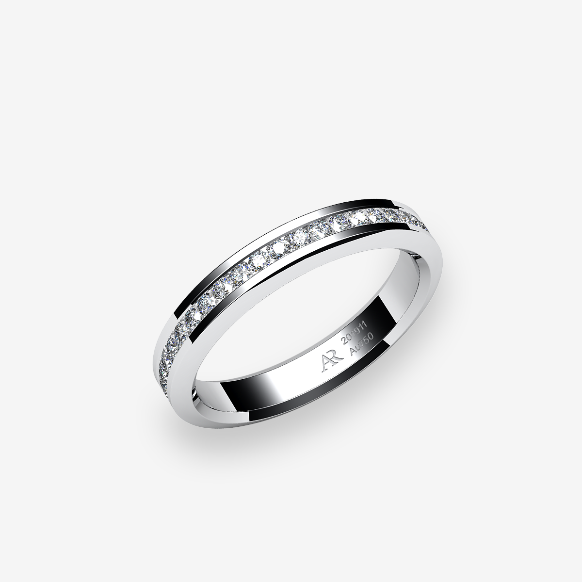 18k Palladium White Gold Diamonds channel set ring