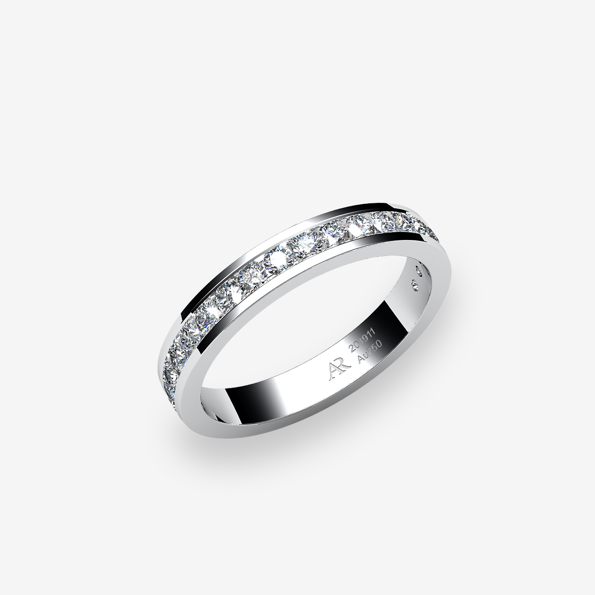 18k Palladium White Gold Diamonds channel set ring