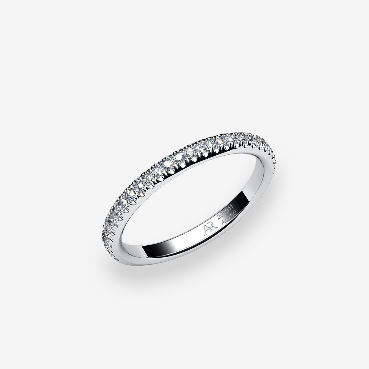 18k Palladium White Gold Diamonds pave ring
