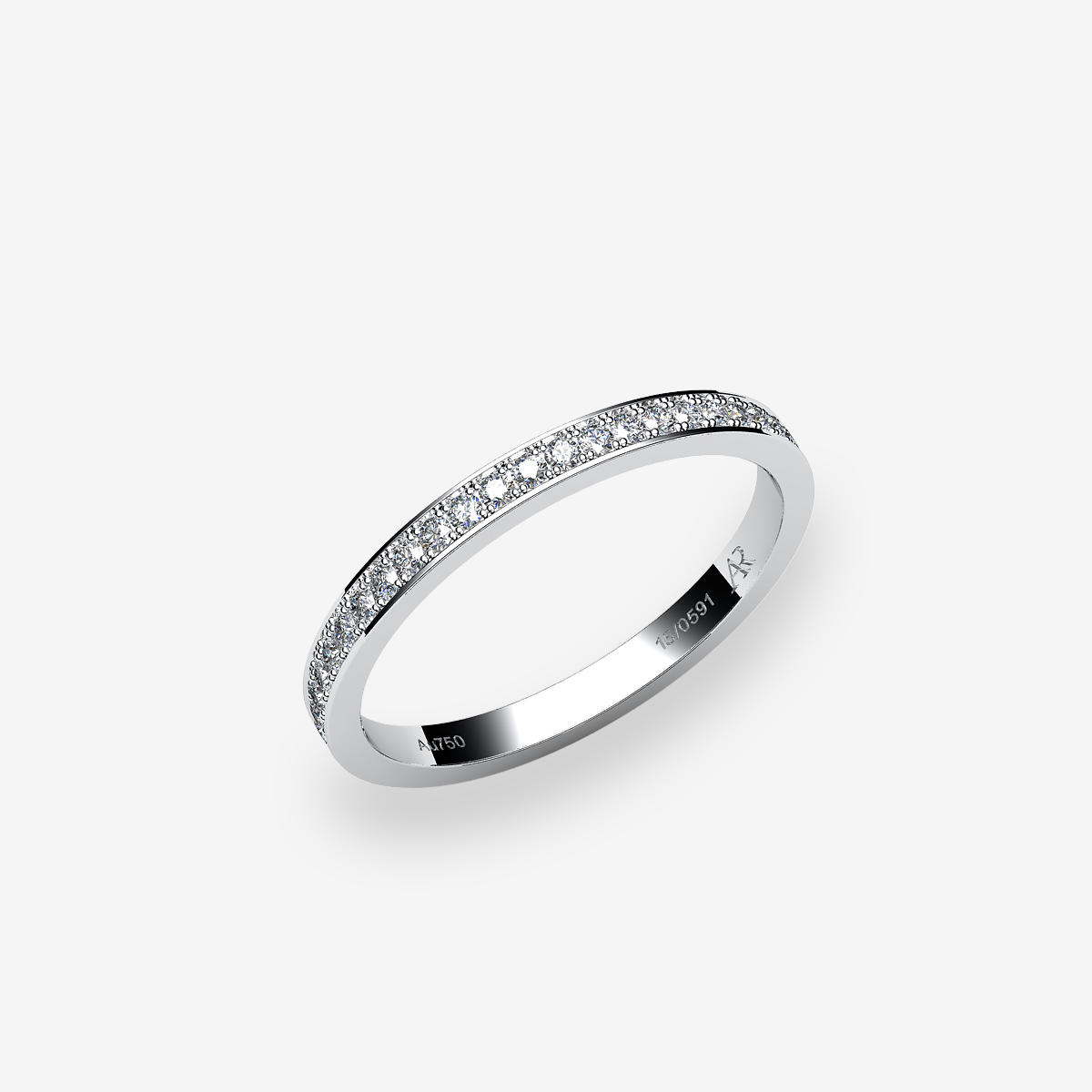 18k Palladium White Gold Diamonds pave set ring