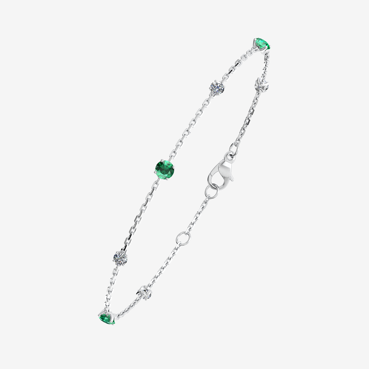 18k Palladium White Gold Emeralds bracelet