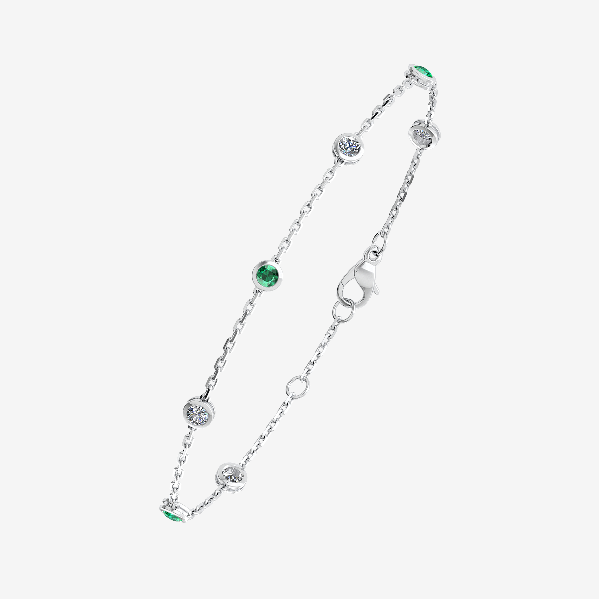 18k Palladium White Gold Emeralds bracelet