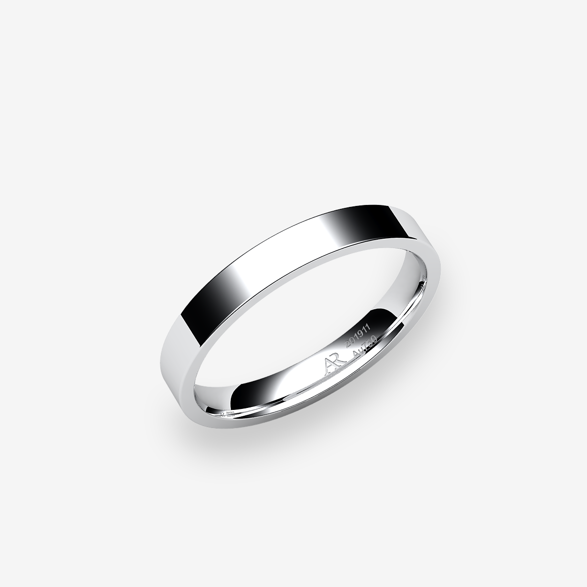 18k Palladium White Gold  flat style wedding ring