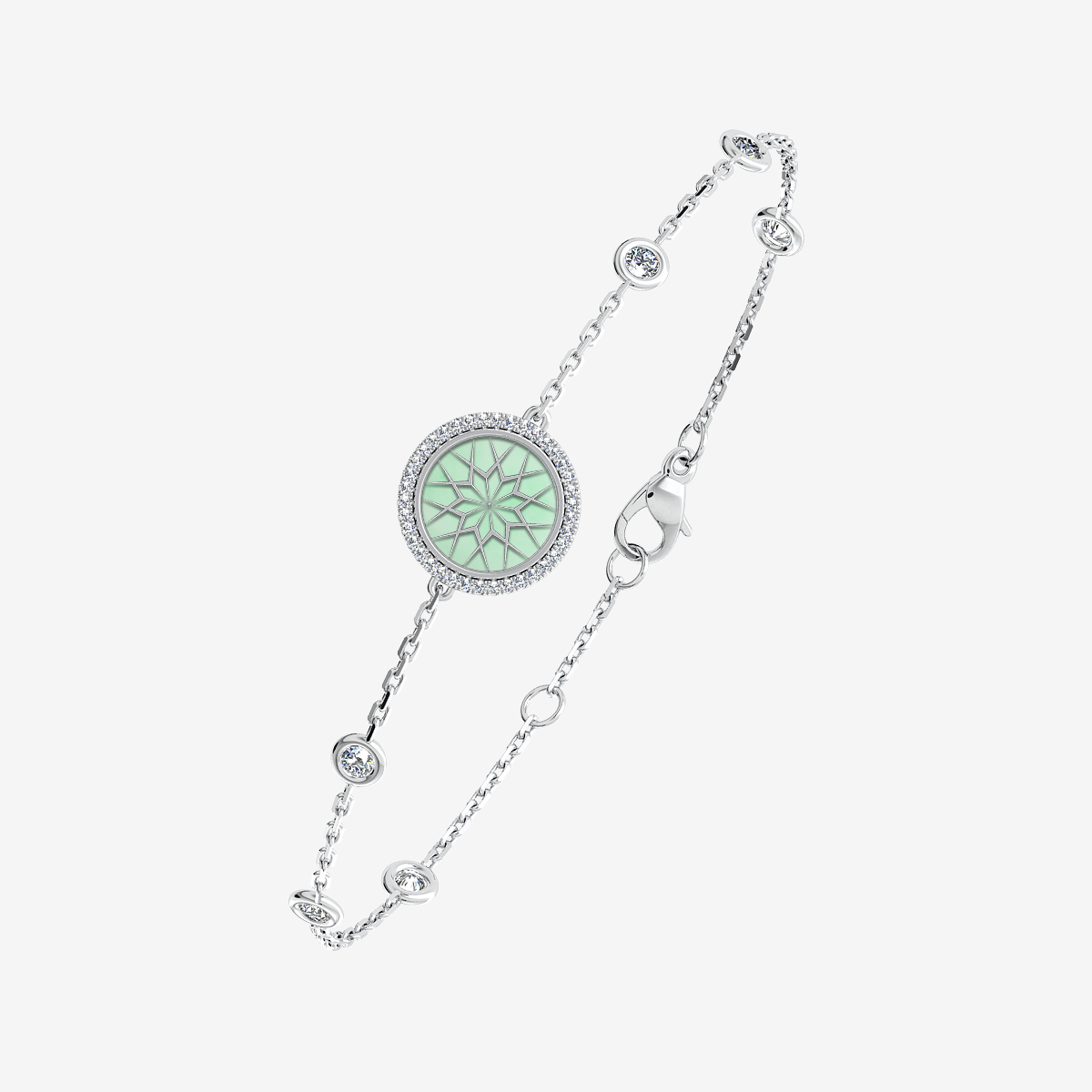 18k Palladium White Gold Green Jade bracelet