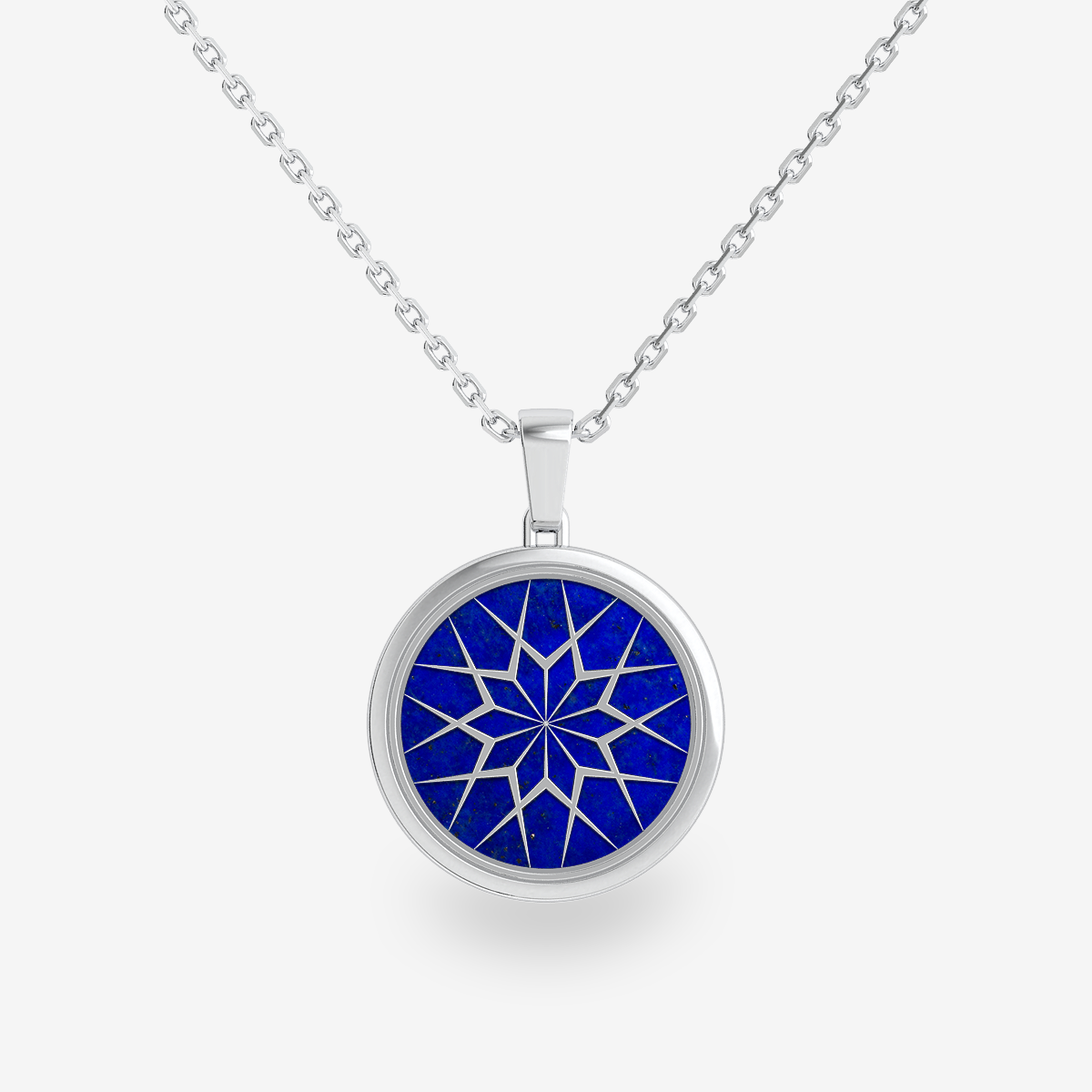 18k Palladium White Gold Lapis Lazuli and Black Onyx double face pendant