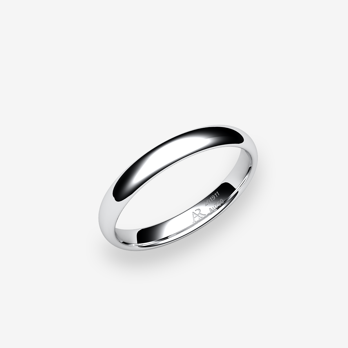 18k Palladium White Gold  rounded style wedding ring