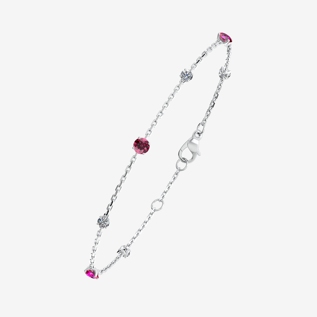 18k Palladium White Gold Rubies bracelet