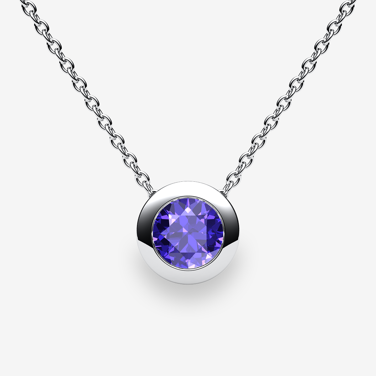 18k Palladium White Gold Tanzanite bezel set pendant