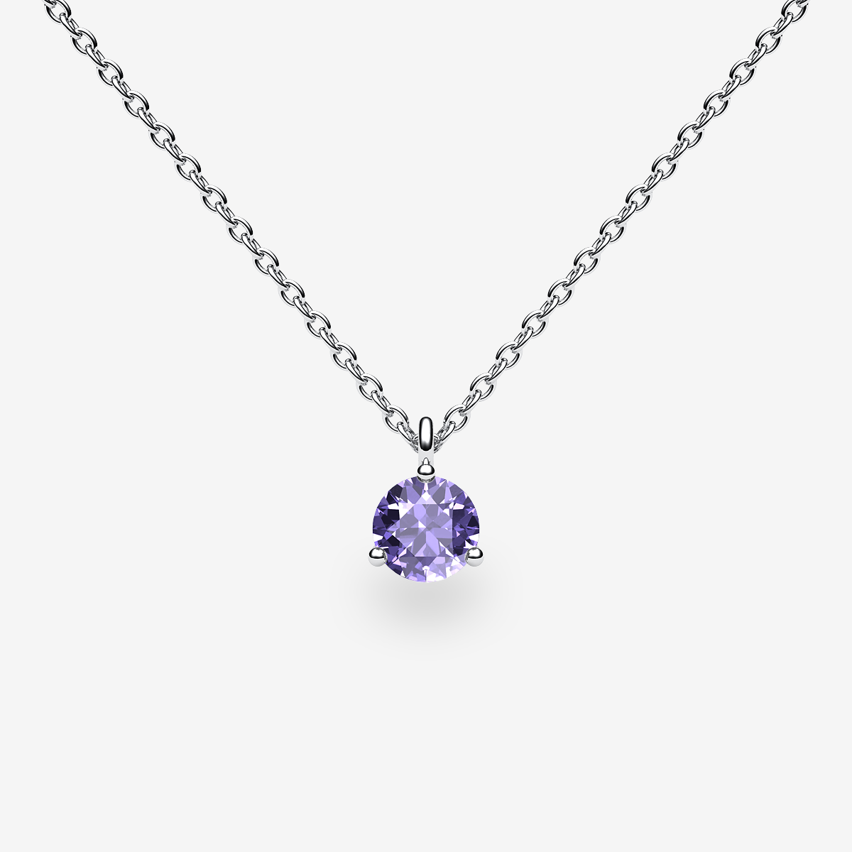 18k Palladium White Gold Tanzanite prongs set pendant