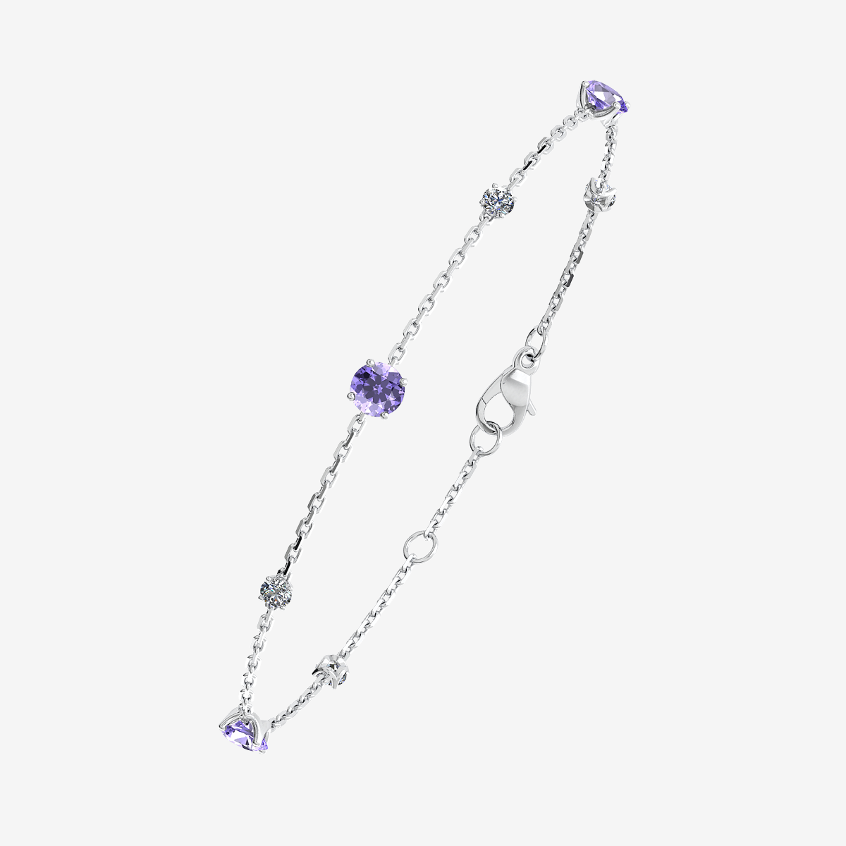 18k Palladium White Gold Tanzanites bracelet