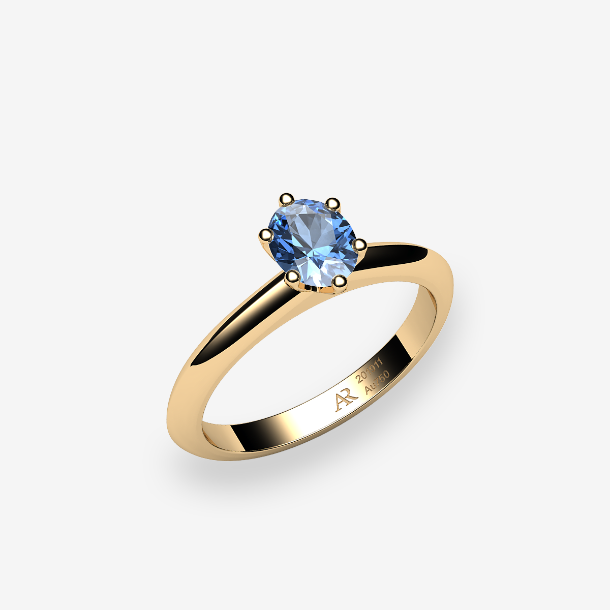 18k Yellow Gold Aquamarine solitaire engagement ring