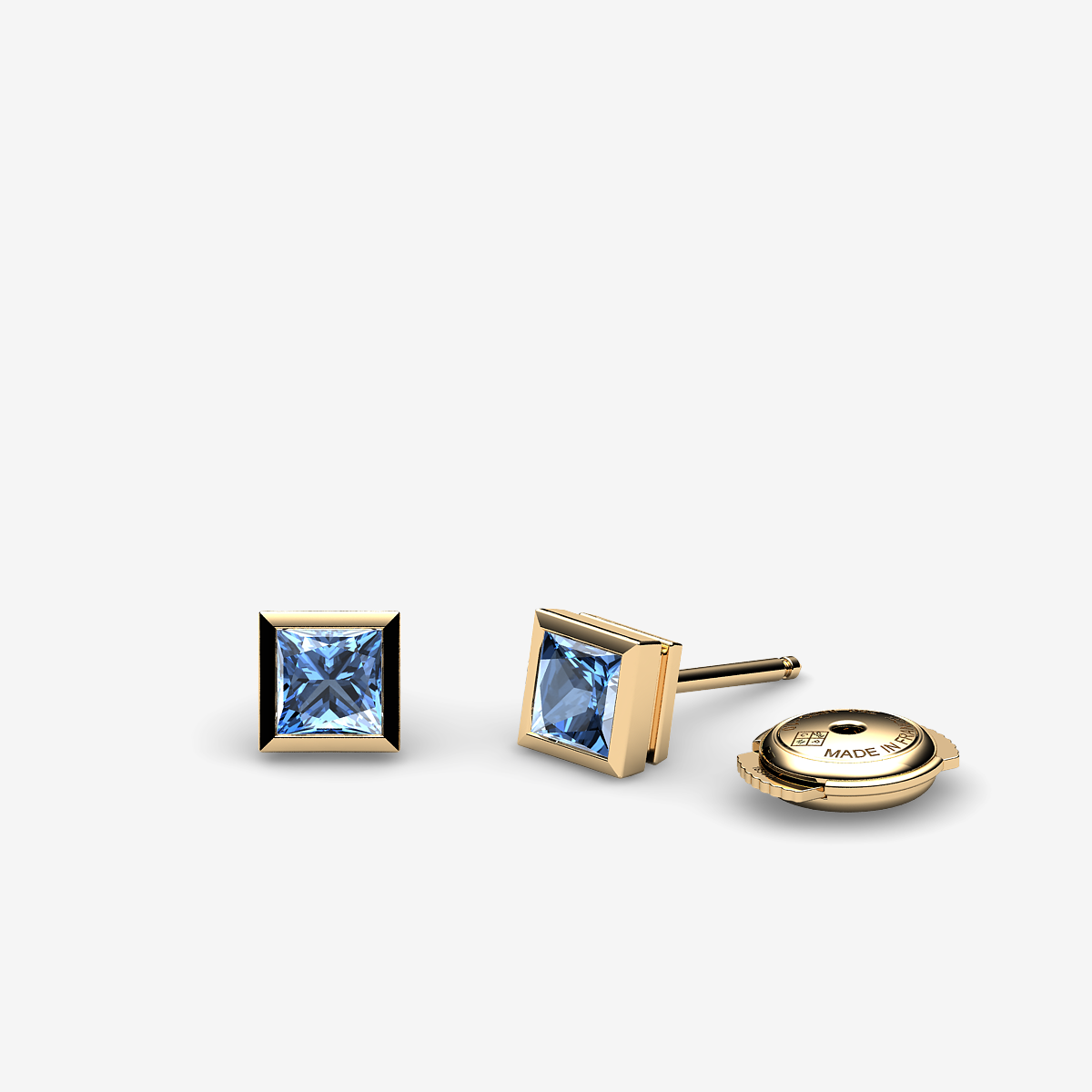 18k Yellow Gold Aquamarines bezel set earrings