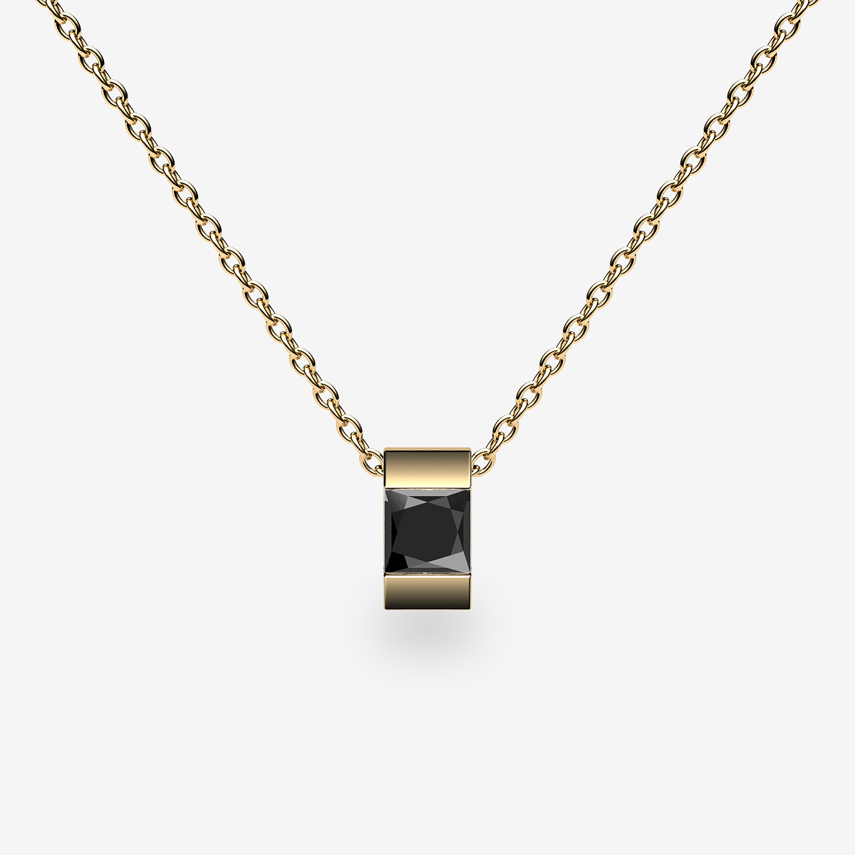 18k Yellow Gold Black Diamond bar set pendant