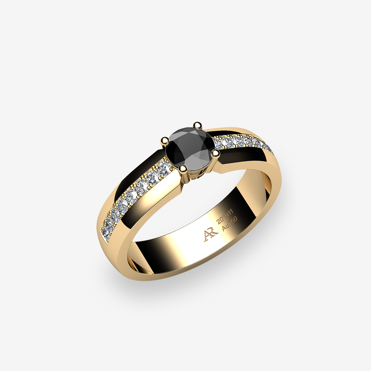 18k Yellow Gold Black Diamond ring