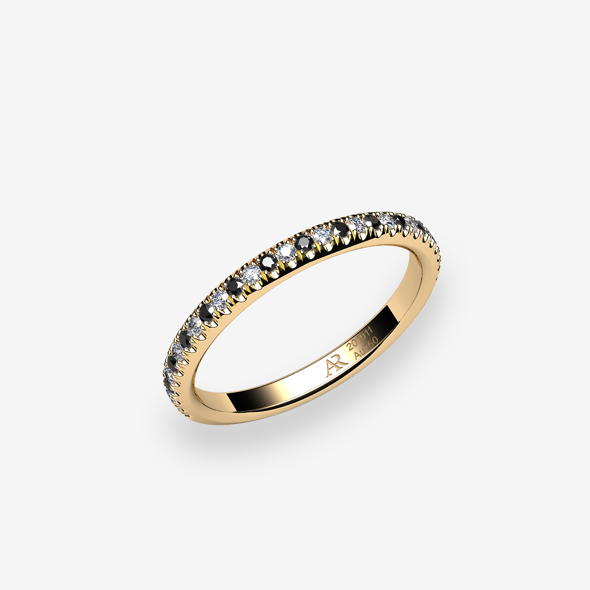18k Yellow Gold Black Diamonds pave wedding ring