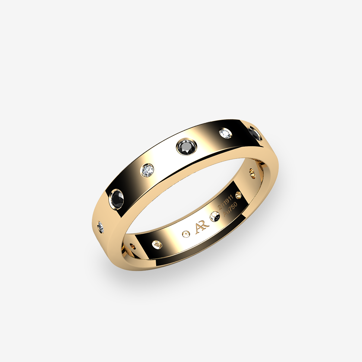 18k Yellow Gold Black Diamonds wedding ring