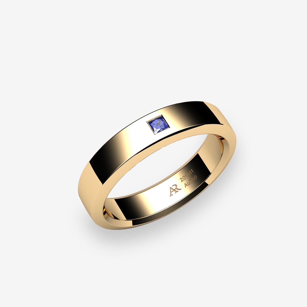 18k Yellow Gold Blue Sapphire wedding ring