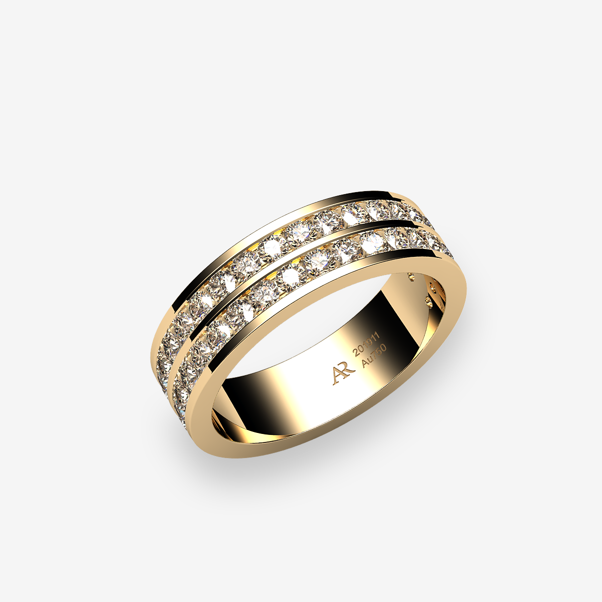 18k Yellow Gold Brown Diamonds channel set ring