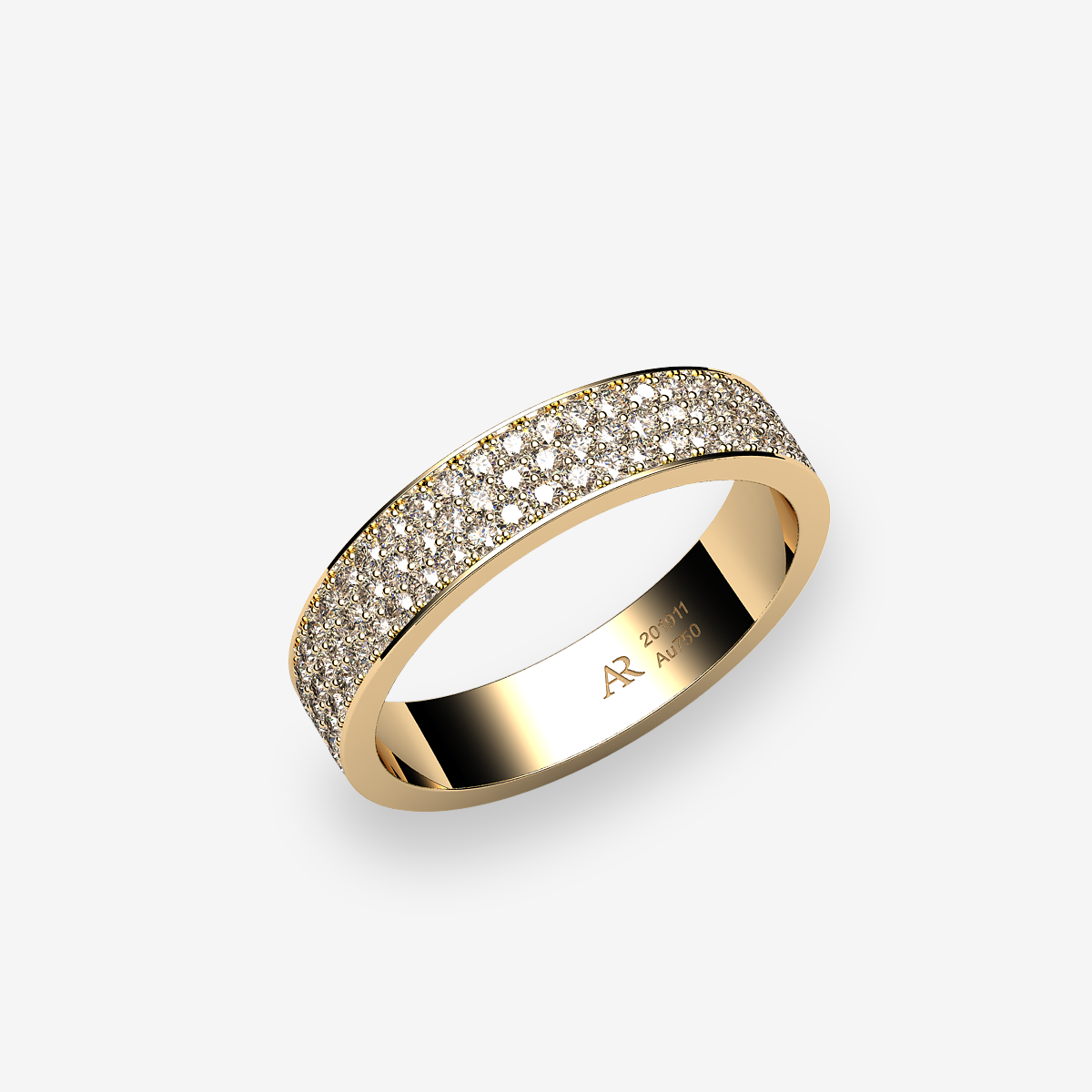 18k Yellow Gold Brown Diamonds pave set ring