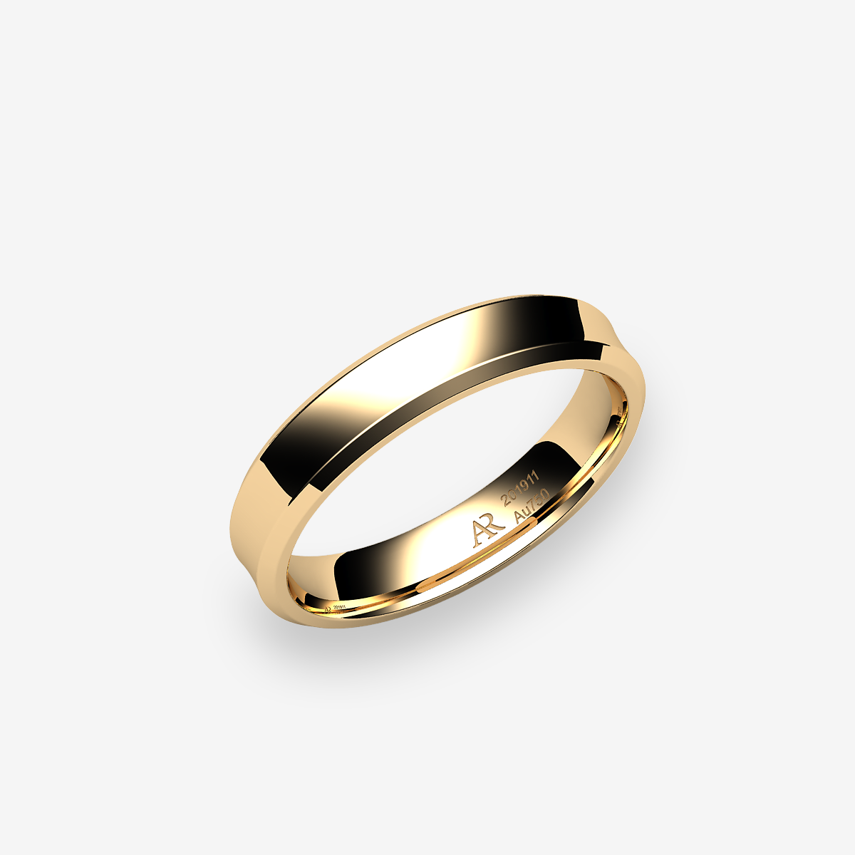 18k Yellow Gold  concave style wedding ring