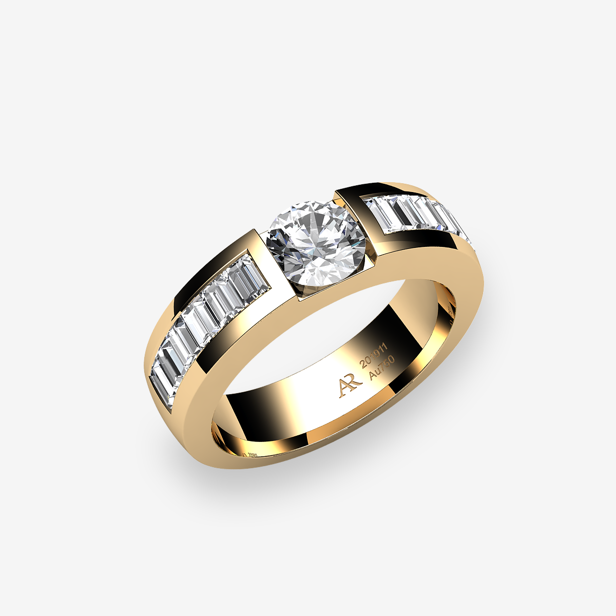 18k Yellow Gold Diamond channel set ring