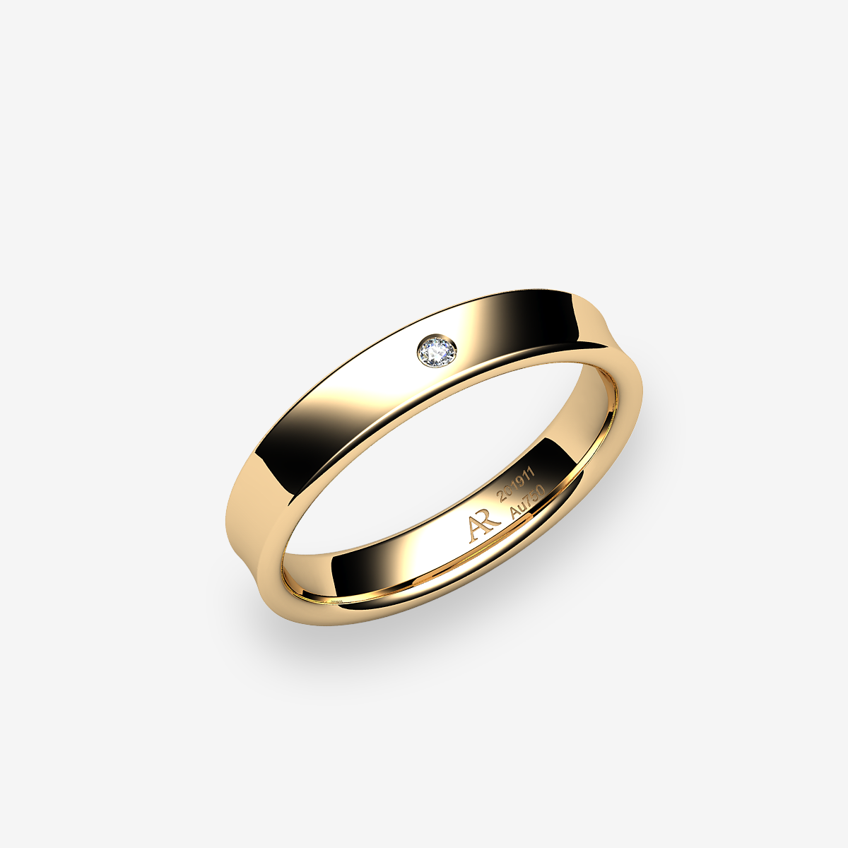 18k Yellow Gold Diamond concave style ring