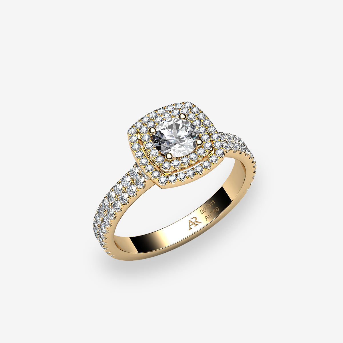 18k Yellow Gold Diamond double halo ring