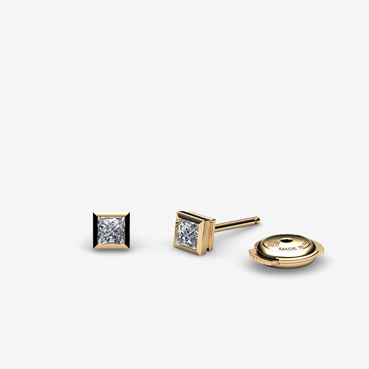 18k Yellow Gold Diamonds bezel set earrings
