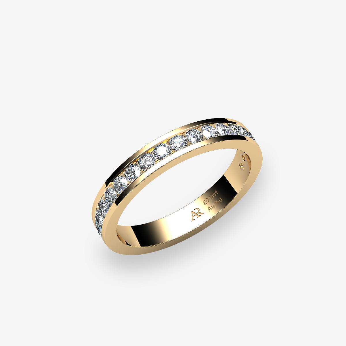 18k Yellow Gold Diamonds channel set ring