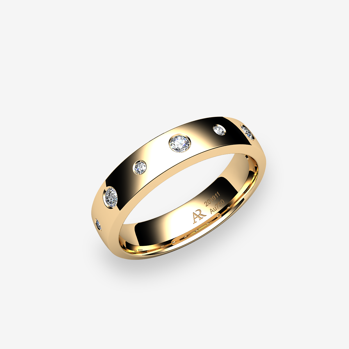 18k Yellow Gold Diamonds domed style ring