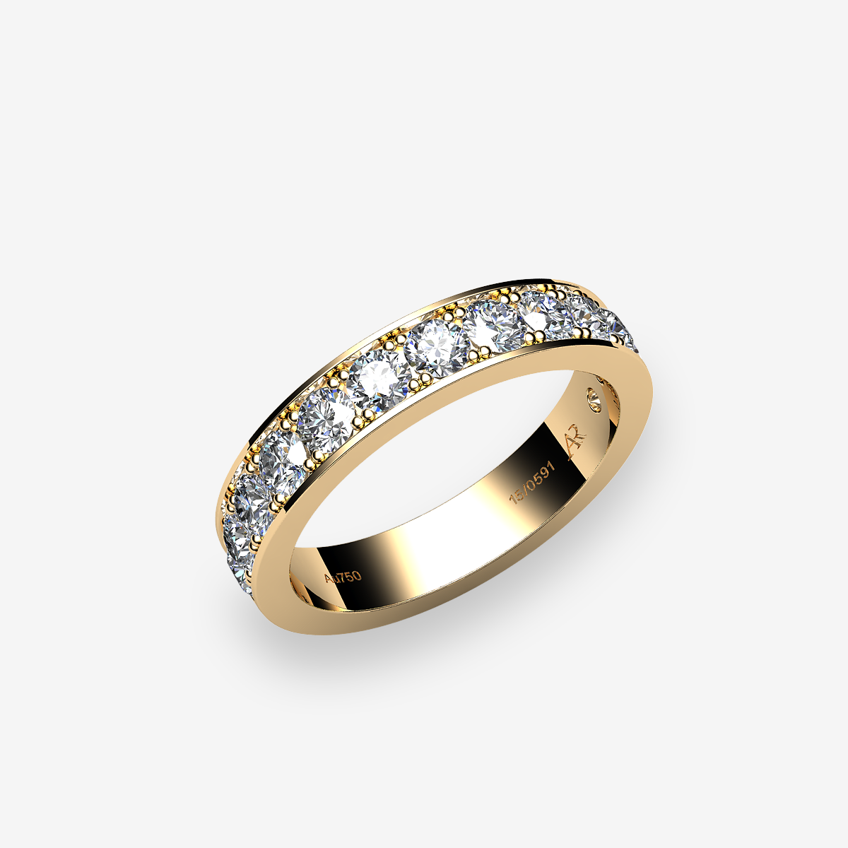 18k Yellow Gold Diamonds pave set ring