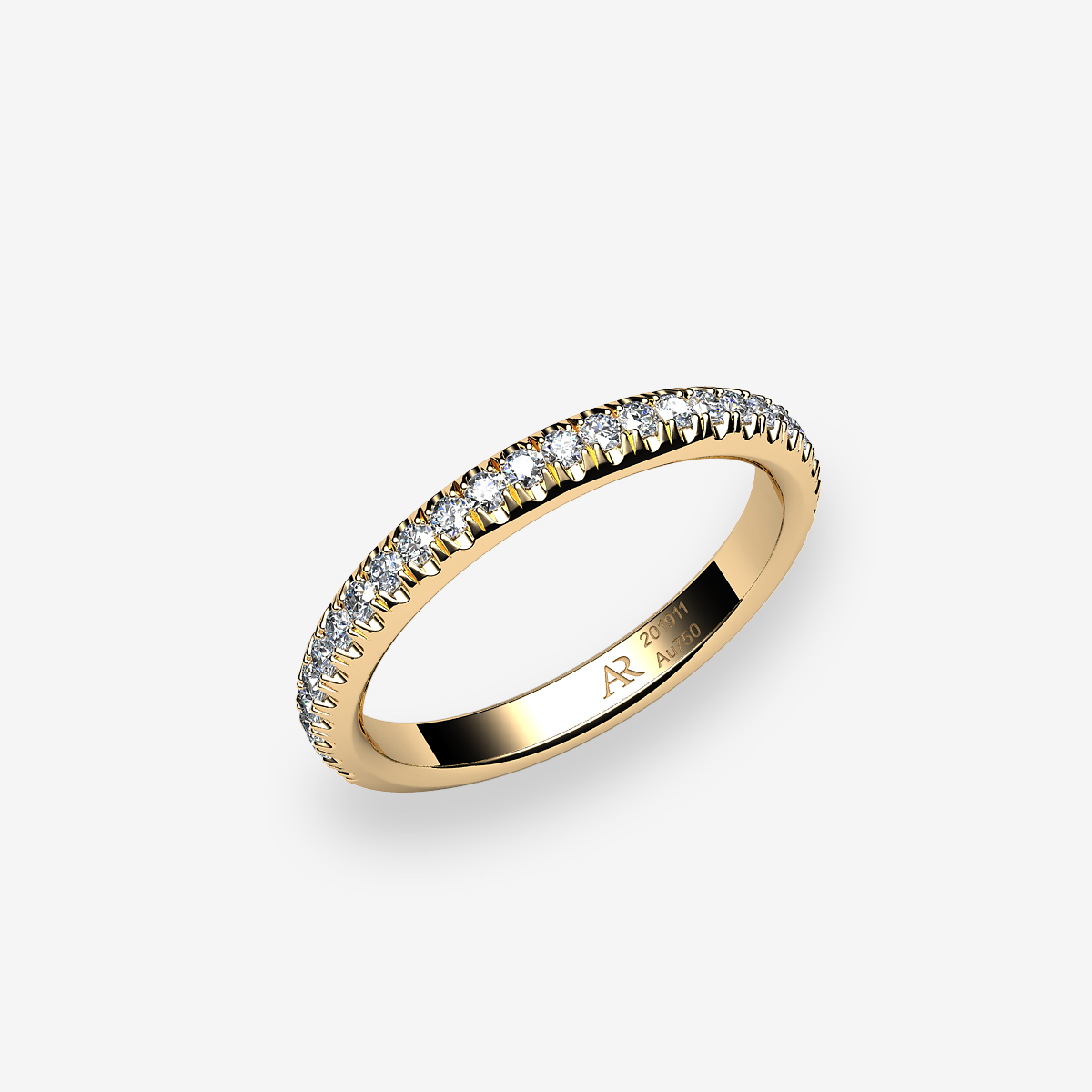 18k Yellow Gold Diamonds pave wedding ring