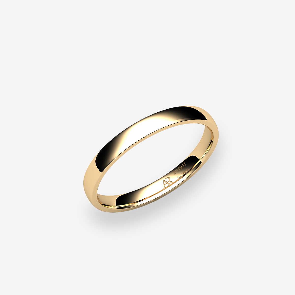 18k Yellow Gold  domed style wedding ring