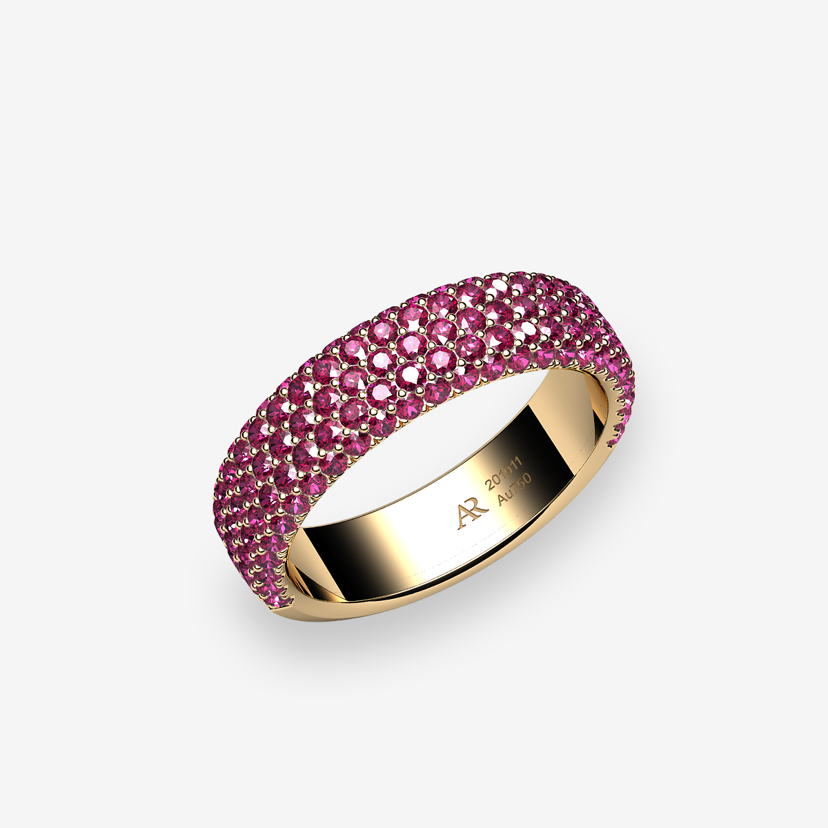 18k Yellow Gold Rubies pave ring