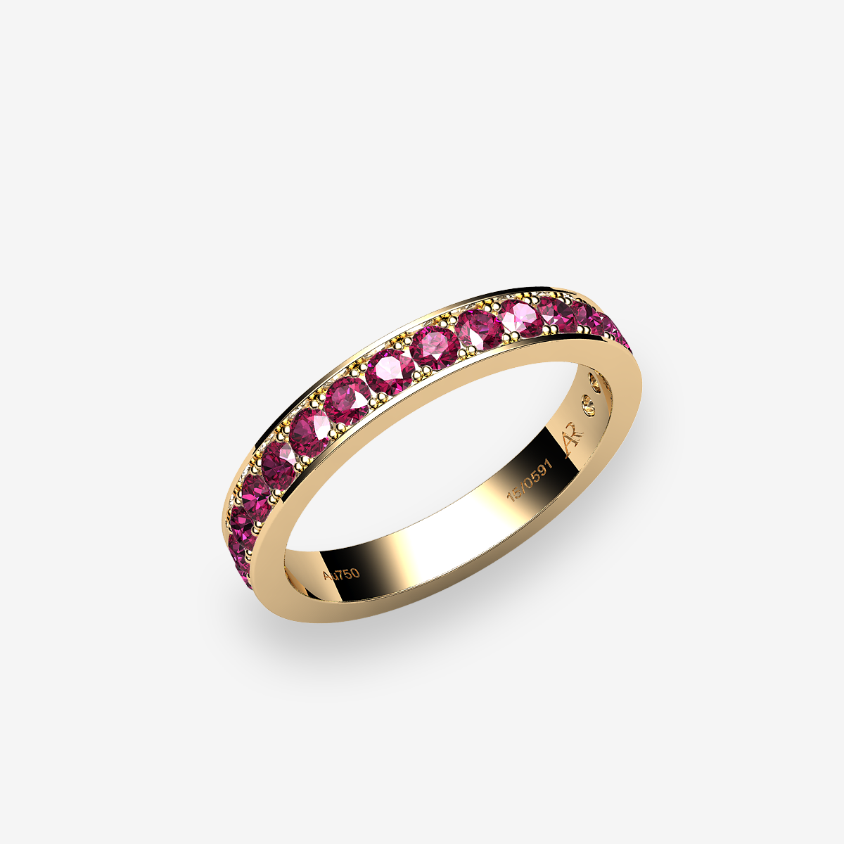 18k Yellow Gold Rubies pave set ring