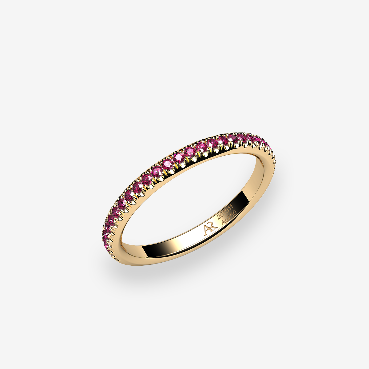 18k Yellow Gold Rubies pave wedding ring