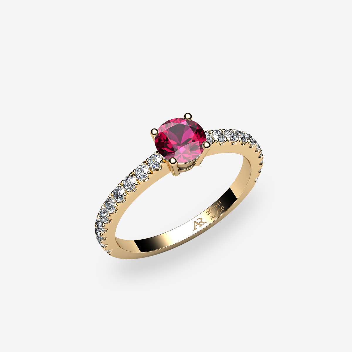 18k Yellow Gold Ruby solitaire engagement ring