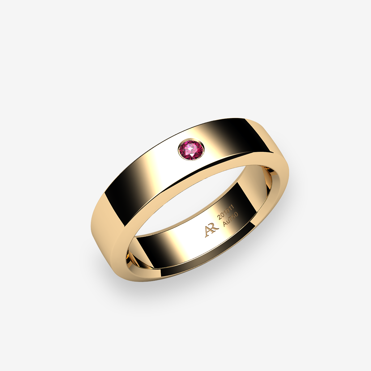 18k Yellow Gold Ruby wedding ring