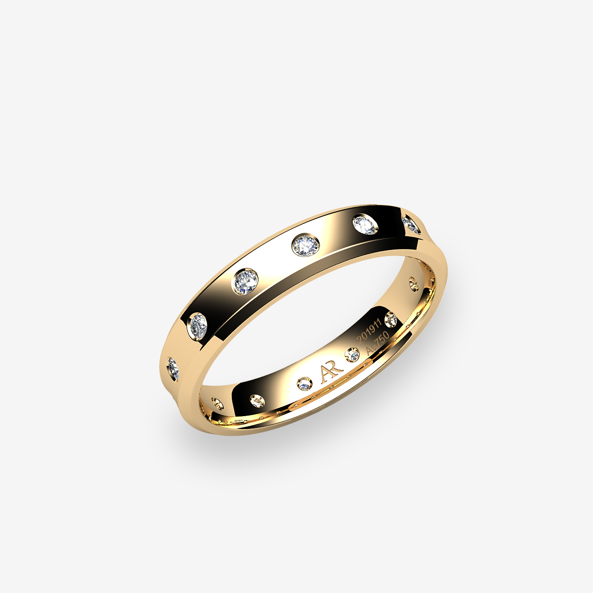 Alliance au profil concave Diamants Or jaune 18 carats