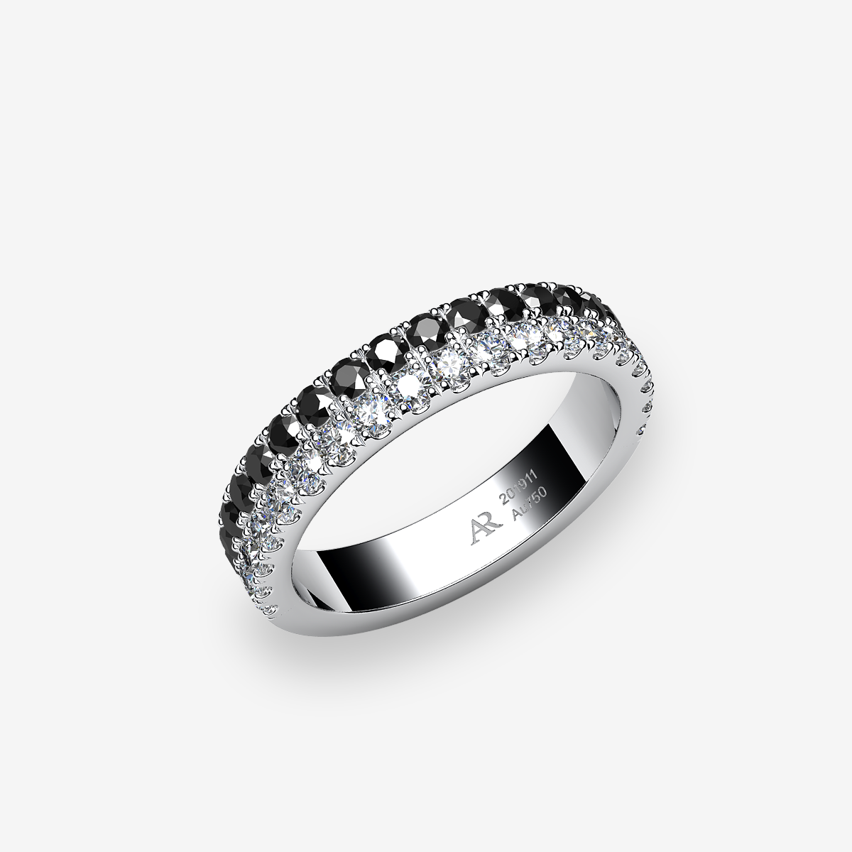 Alliance pavage Diamants noirs Platine 950‰