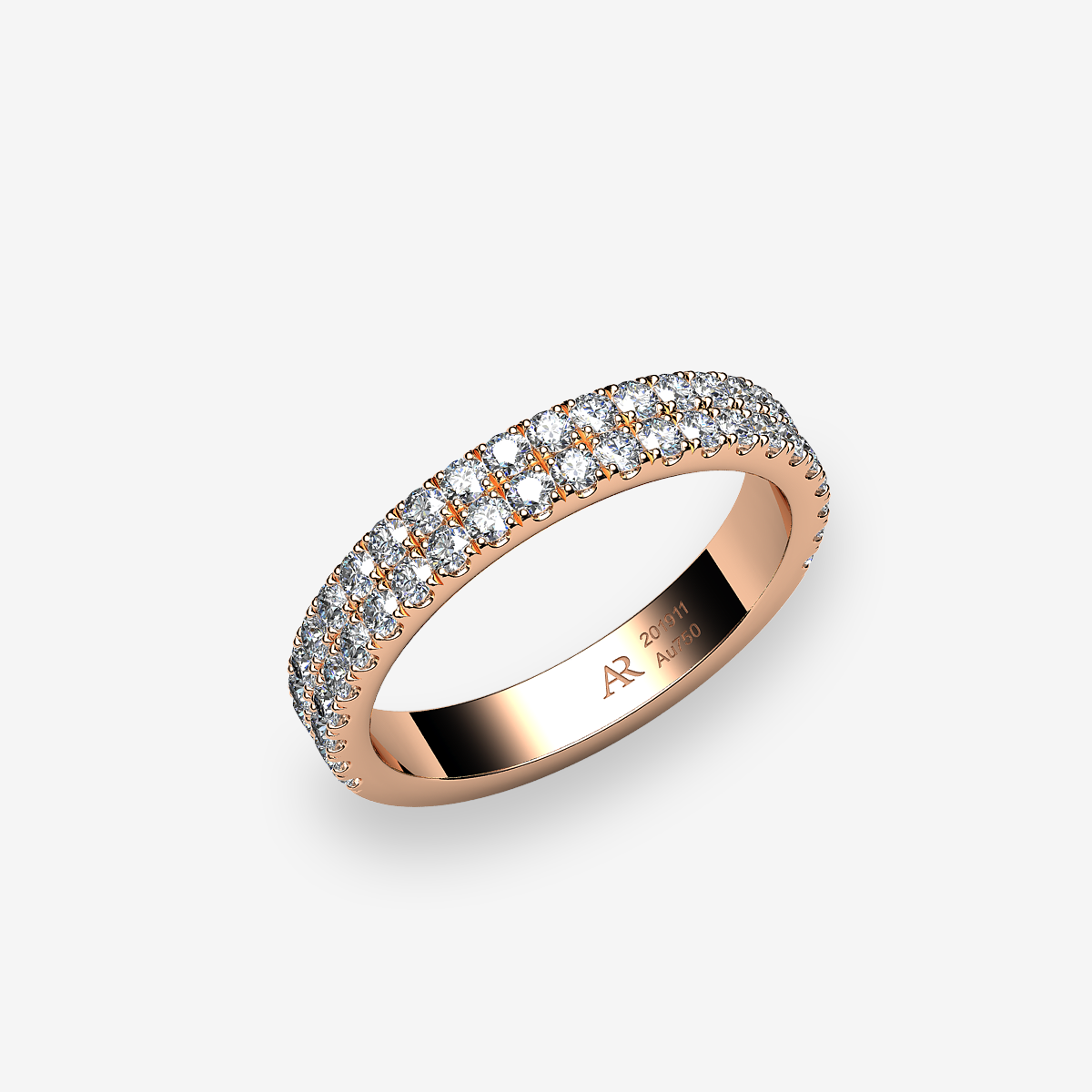 Alliance pavage Diamants Or rose 18 carats